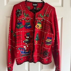 Festive Christmas Sweater Holiday 90s Vintage 1990s Petite L Designers Original